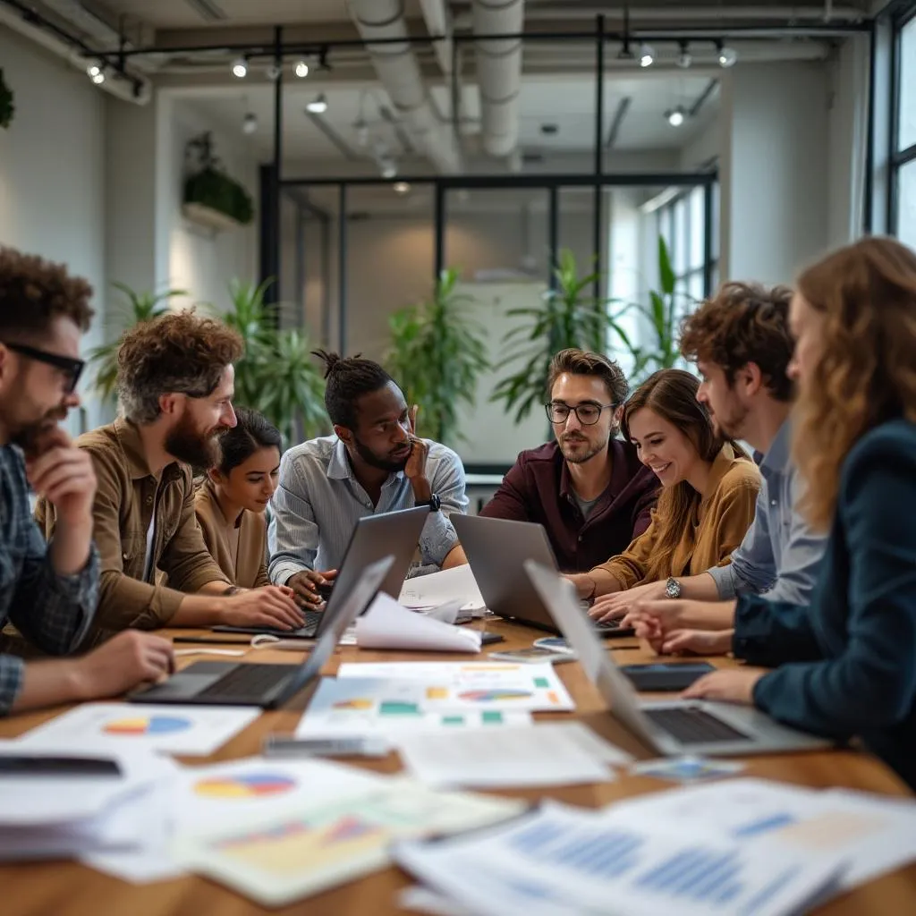 Sesión de brainstorming del equipo OptiGastos sobre estrategias financieras